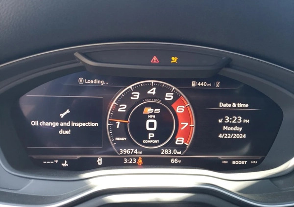 Audi S5 cena 79000 przebieg: 63849, rok produkcji 2018 z Kłodawa małe 56
